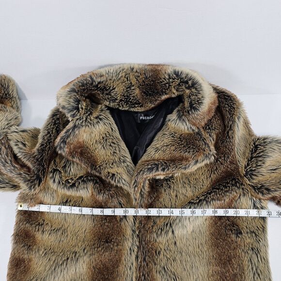 PECAOCUN Faux Fur Coat Brown Tan Plush Long Jacket 3XL Fits Like Women’s XL - Picture 11 of 12
